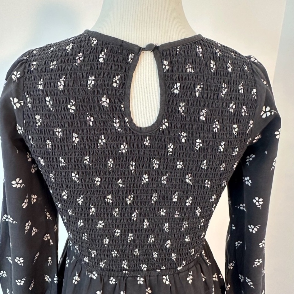 MARINE LAYER Camille Womens XS Gray Midi Dress Smocked Ditsy Floral Cottagecore - Picture 6 of 14